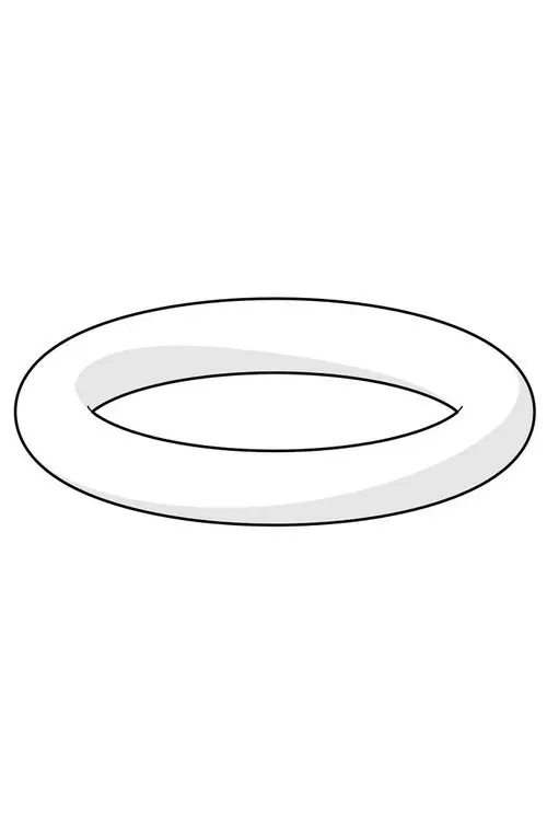 O-Ring in ovaler Form, dargestellt in klaren Linien, weißer Farbe mit schwarzem Rand. Geeignet für Anwendungen, die Dichtungen erfordern, auch unter der Marke HANSA.